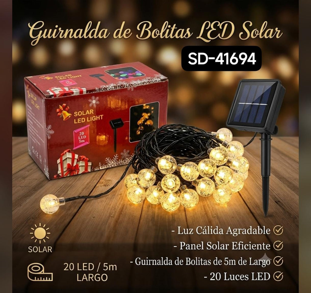 Guirnalda De Bolitas Led Solar 5 M